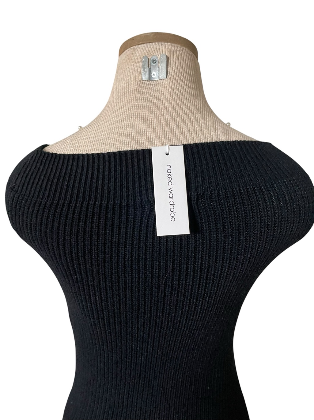 Nwt Naked Wardrobe Black Ribbed Knit Midi Dress Size S — image 8 of 8
